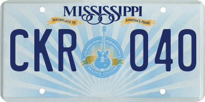 MS license plate CKR040