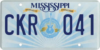 MS license plate CKR041