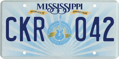 MS license plate CKR042