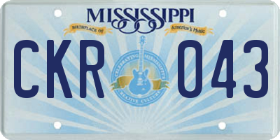 MS license plate CKR043