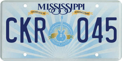 MS license plate CKR045