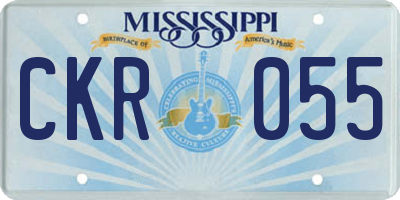 MS license plate CKR055