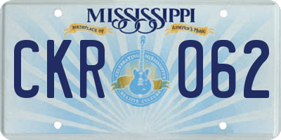 MS license plate CKR062