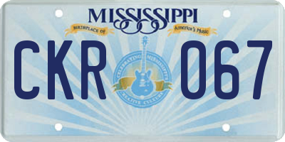 MS license plate CKR067