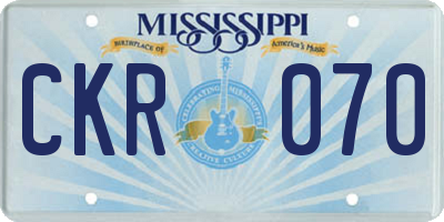 MS license plate CKR070