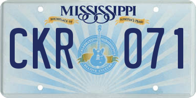 MS license plate CKR071