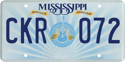 MS license plate CKR072