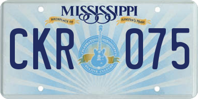 MS license plate CKR075
