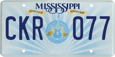 MS license plate CKR077