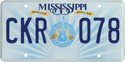 MS license plate CKR078