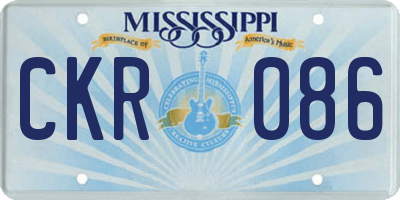 MS license plate CKR086