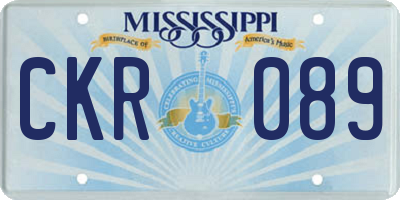 MS license plate CKR089
