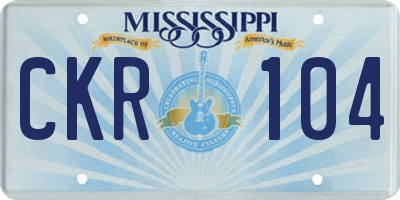 MS license plate CKR104