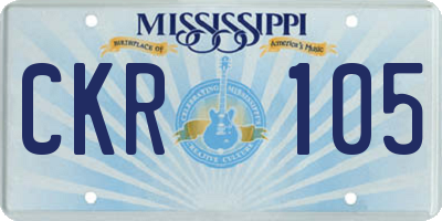 MS license plate CKR105