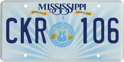 MS license plate CKR106