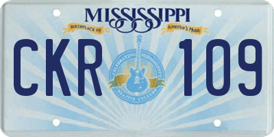 MS license plate CKR109