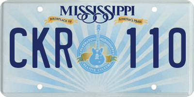 MS license plate CKR110