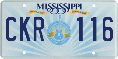 MS license plate CKR116