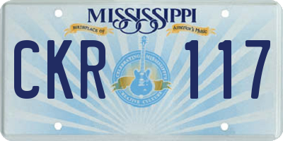 MS license plate CKR117