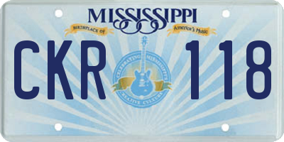 MS license plate CKR118