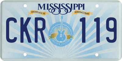 MS license plate CKR119