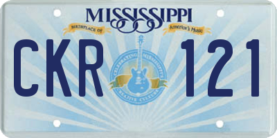 MS license plate CKR121