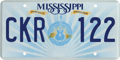 MS license plate CKR122