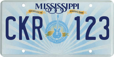 MS license plate CKR123
