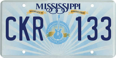 MS license plate CKR133