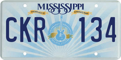 MS license plate CKR134