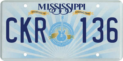 MS license plate CKR136