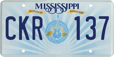 MS license plate CKR137