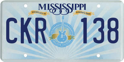 MS license plate CKR138