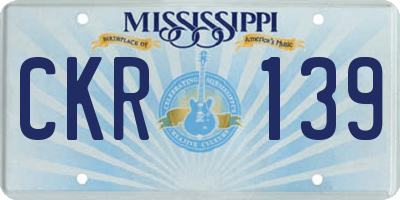MS license plate CKR139