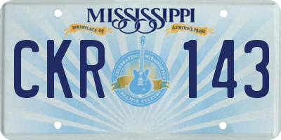 MS license plate CKR143