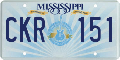 MS license plate CKR151