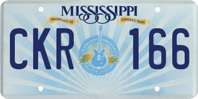 MS license plate CKR166
