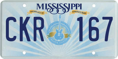 MS license plate CKR167