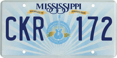 MS license plate CKR172