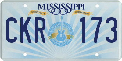 MS license plate CKR173