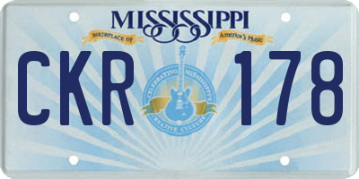 MS license plate CKR178