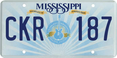MS license plate CKR187