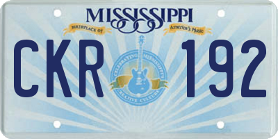MS license plate CKR192