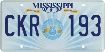 MS license plate CKR193