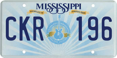 MS license plate CKR196