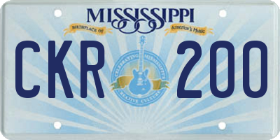 MS license plate CKR200