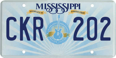 MS license plate CKR202