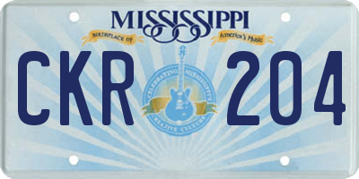MS license plate CKR204