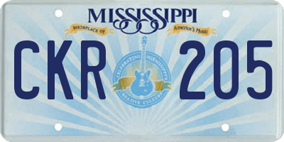 MS license plate CKR205