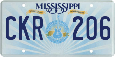 MS license plate CKR206